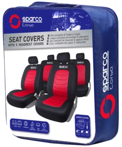 Set coprisedili universali auto completo sparco "spc1019" nero/rosso a righe